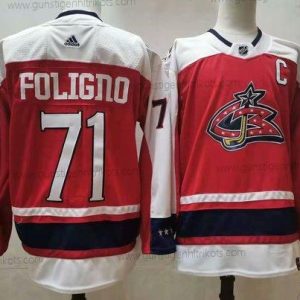 Herren Columbus Blue Jackets #71 Nick Foligno 2021 Retro Strickerei NHL Trikots – Orange