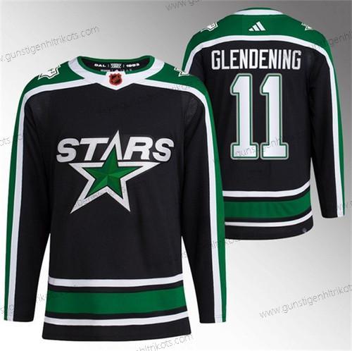 Herren Dallas Stars #11 Luke Glendening 2022-23 Rückseite Retro Strickerei Trikots – Schwarz