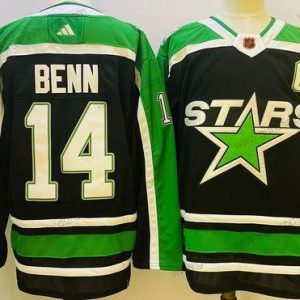 Herren Dallas Stars #14 Jamie Benn 2022-23 Rückseite Retro Strickerei Trikots – Schwarz