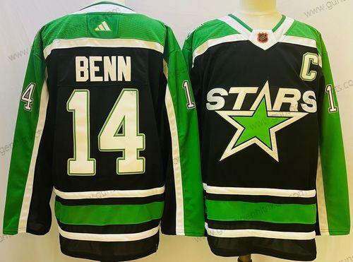 Herren Dallas Stars #14 Jamie Benn 2022-23 Rückseite Retro Strickerei Trikots – Schwarz