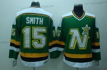 Herren Dallas Stars #15 Bobby Smith Retro CCM Trikots – Grün