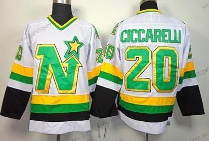 Herren Dallas Stars #20 Dino Ciccarelli Retro CCM Trikots – Weiß