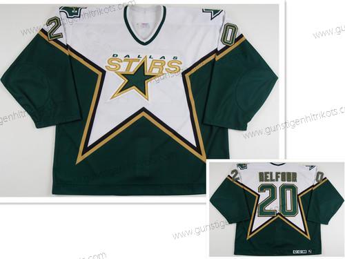 Herren Dallas Stars #20 Eddy Balfour CCM Retro Heimtrikots NHL Trikots – Grün Weiß