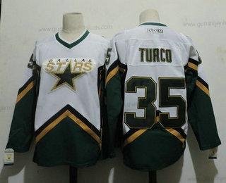 Herren Dallas Stars #35 Marty Turco 2003 CCM Retro Heimtrikots NHL Trikots – Grün Weiß