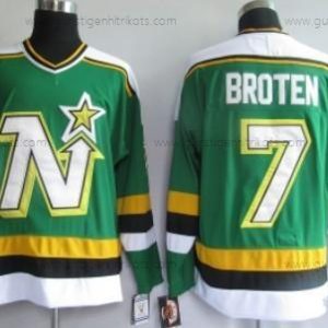 Herren Dallas Stars #7 Neal Broten Retro CCM Trikots – Grün