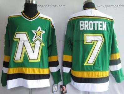 Herren Dallas Stars #7 Neal Broten Retro CCM Trikots – Grün