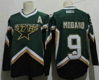 Herren Dallas Stars #9 Mike Modano 2005 CCM Strickerei Vintage Hockey Trikots – Grün