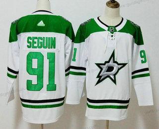 Herren Dallas Stars #91 Tyler Seguin 2017-2018 Hockey Strickerei NHL Trikots – Weiß