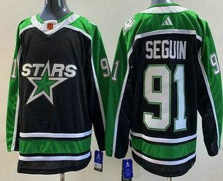 Herren Dallas Stars #91 Tyler Seguin 2022 Rückseite Retro Authentisch Trikots – Schwarz