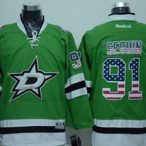 Herren Dallas Stars #91 Tyler Seguin USA Flag Hockey Trikots – Grün