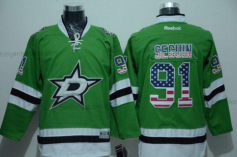 Herren Dallas Stars #91 Tyler Seguin USA Flag Hockey Trikots – Grün