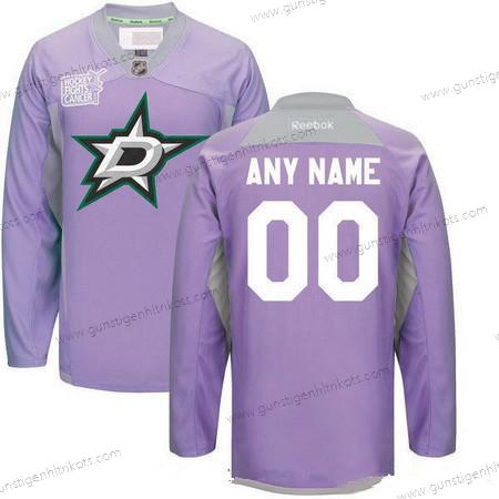 Herren Dallas Stars Personalisiertes Reebok Hockey Bekämpft Krebs Praxis Trikots – Lila Rosa