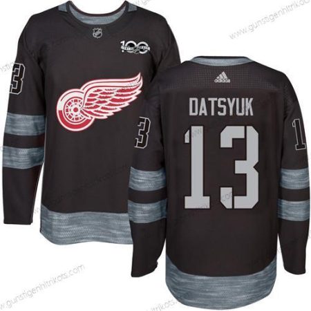 Herren Detroit Red Wings #13 Pavel Datsyuk 1917-2017 100th Jahrestag Strickerei NHL Trikots – Schwarz