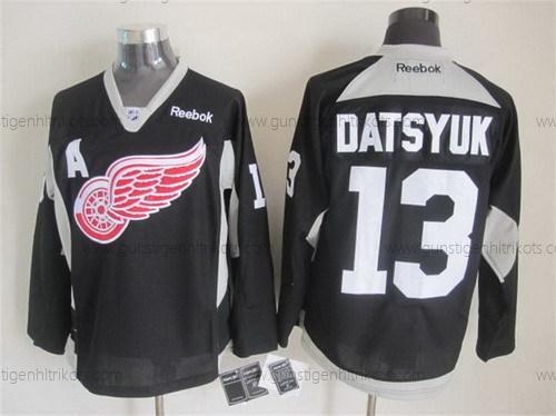 Herren Detroit Red Wings #13 Pavel Datsyuk 2014 Training Trikots – Schwarz