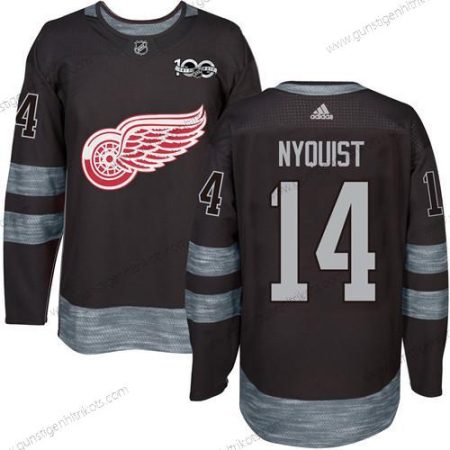 Herren Detroit Red Wings #14 Gustav Nyquist 1917-2017 100th Jahrestag Strickerei NHL Trikots – Schwarz