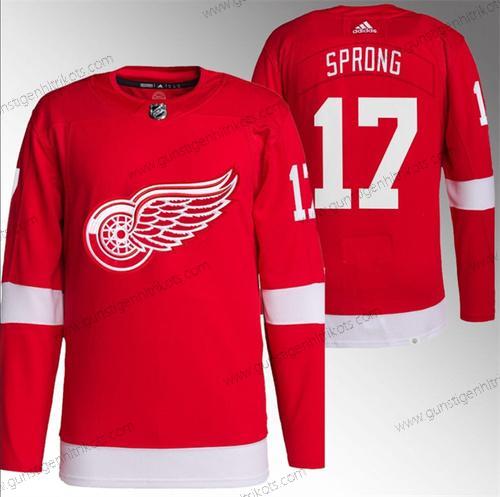 Herren Detroit Red Wings #17 Daniel Sprong Strickerei Trikots – Rot