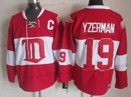 Herren Detroit Red Wings #19 Steve Yzerman Winter Klassisch Retro CCM Trikots – Rot