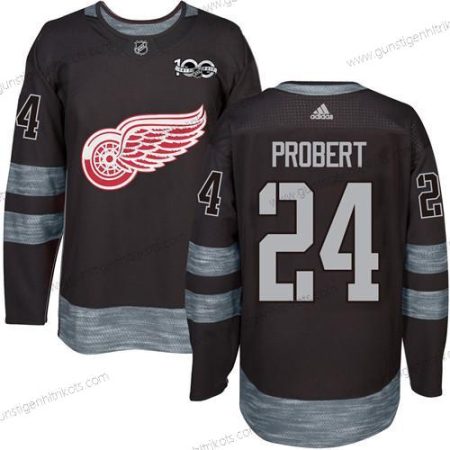 Herren Detroit Red Wings #24 Bob Probert 1917-2017 100th Jahrestag Strickerei NHL Trikots – Schwarz