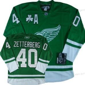 Herren Detroit Red Wings #40 Henrik Zetterberg St. Patrick’S Day Trikots – Grün