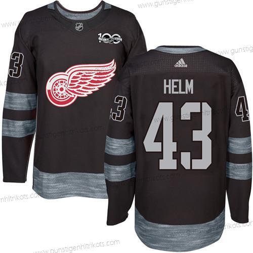 Herren Detroit Red Wings #43 Darren Helm 1917-2017 100th Jahrestag Strickerei NHL Trikots – Schwarz