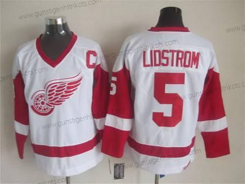 Herren Detroit Red Wings #5 Nicklas Lidstrom CCM Vintage Trikots – Weiß