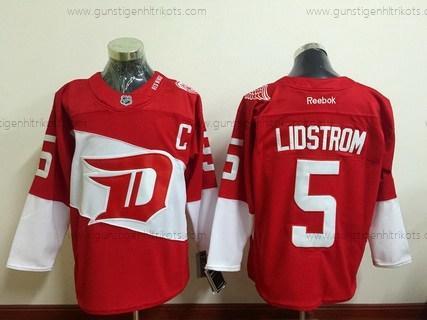 Herren Detroit Red Wings #5 Nicklas Lidstrom Reebok 2016 Stadium Series Team Premier Trikots – Rot