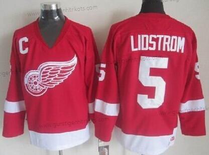 Herren Detroit Red Wings #5 Nicklas Lidstrom Retro CCM Trikots – Rot