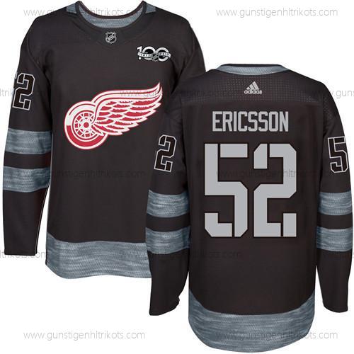 Herren Detroit Red Wings #52 Jonathan Ericsson 1917-2017 100th Jahrestag Strickerei NHL Trikots – Schwarz