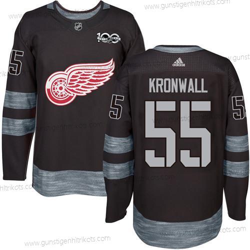 Herren Detroit Red Wings #55 Niklas Kronwall 1917-2017 100th Jahrestag Strickerei NHL Trikots – Schwarz