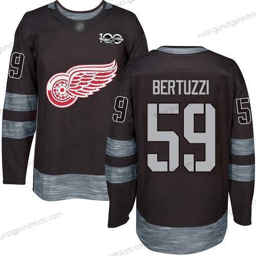 Herren Detroit Red Wings #59 Tyler Bertuzzi 1917-2017 100th Jahrestag Strickerei Hockey Trikots – Schwarz