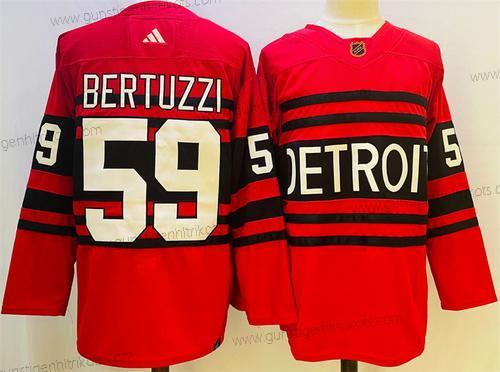 Herren Detroit Red Wings #59 Tyler Bertuzzi 2022-23 Rückseite Retro Strickerei Trikots – Rot