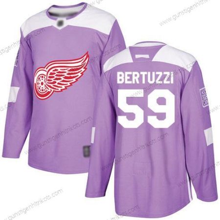 Herren Detroit Red Wings #59 Tyler Bertuzzi Authentisch Bekämpft Krebs Strickerei Hockey Trikots – Lila