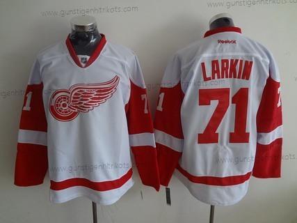 Herren Detroit Red Wings #71 Dylan Larkin Reebok Auswärtstrikots Premier Trikots – Weiß