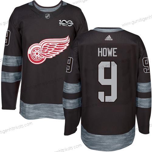 Herren Detroit Red Wings #9 Gordie Howe 1917-2017 100th Jahrestag Strickerei NHL Trikots – Schwarz