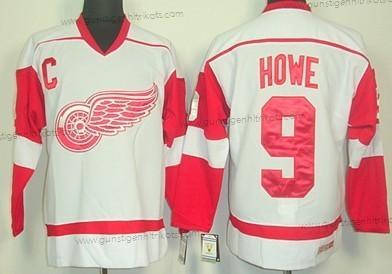 Herren Detroit Red Wings #9 Gordie Howe Retro CCM Trikots – Weiß