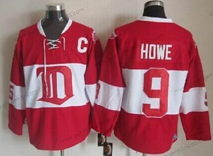 Herren Detroit Red Wings #9 Gordie Howe Winter Klassisch Retro CCM Trikots – Rot