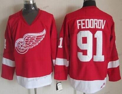 Herren Detroit Red Wings #91 Sergei Fedorov Retro CCM Trikots – Rot