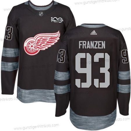 Herren Detroit Red Wings #93 Johan Franzen 1917-2017 100th Jahrestag Strickerei NHL Trikots – Schwarz