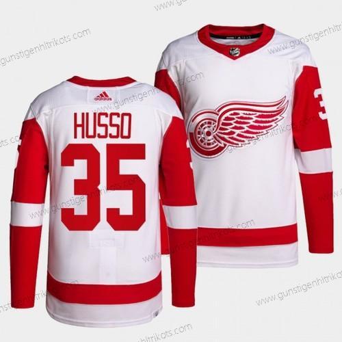 Herren Detroit Red Wings Authentisch Primegreen #35 Ville Husso Auswärtstrikots Trikots – Weiß