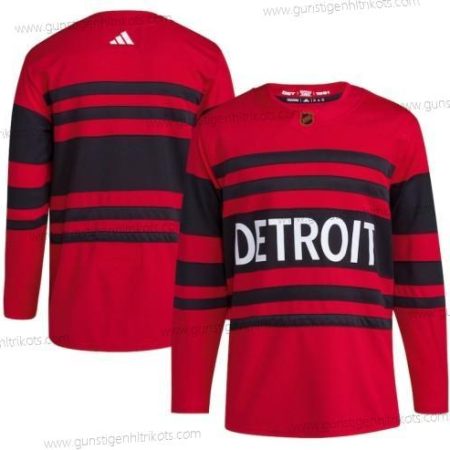 Herren Detroit Red Wings Leer 2022-23 Rückseite Retro Strickerei Trikots – Rot