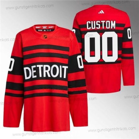 Herren Detroit Red Wings Personalisiertes 2022-23 Rückseite Retro Strickerei Trikots – Rot