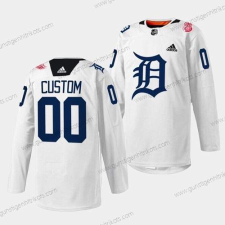 Herren Detroit Red Wings Personalisiertes 2023 Strickerei Trikots – Weiß