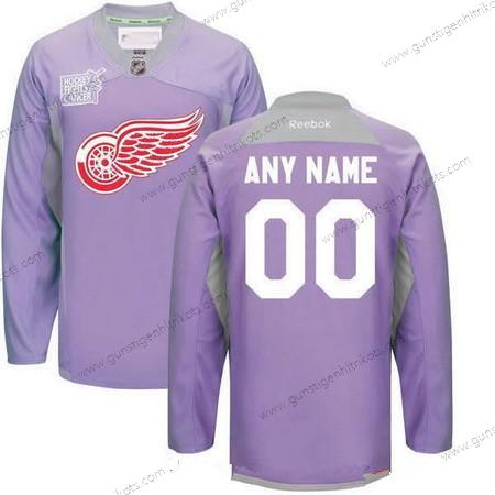 Herren Detroit Red Wings Personalisiertes Reebok Hockey Bekämpft Krebs Praxis Trikots – Lila Rosa