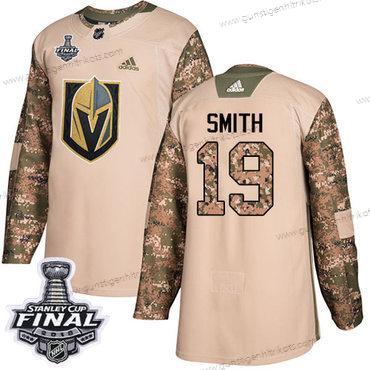 Herren Didas Golden Knights #19 Reilly Smith Authentisch 2017 Veterans Day 2018 Stanley Cup Final Strickerei NHL Trikots – Tarnfarbe