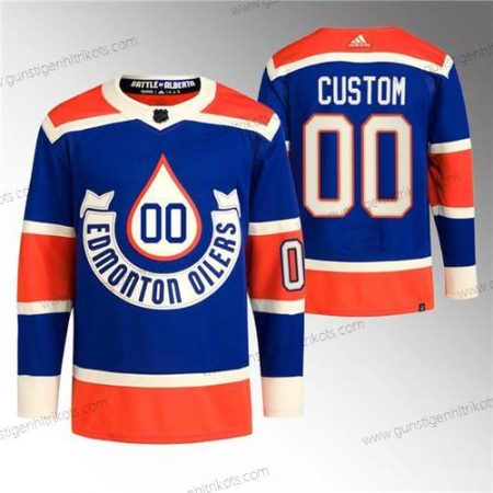 Herren Edmonton Oilers Personalisiertes 2023 Royal Heritage Klassisch Primegreen Strickerei Trikots – Blau Orange