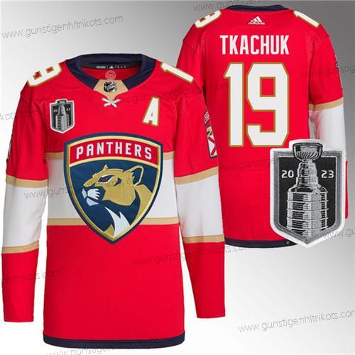 Herren Florida Panthers #19 Matthew Tkachuk 2023 Stanley Cup Final Strickerei Trikots – Rot