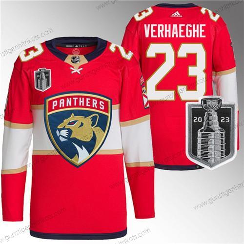 Herren Florida Panthers #23 Carter Verhaeghe 2023 Stanley Cup Final Strickerei Trikots – Rot