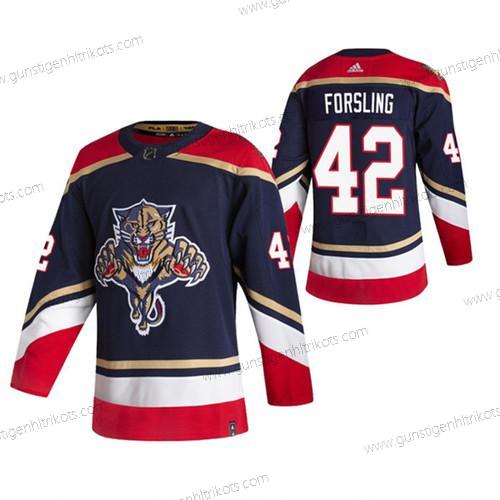 Herren Florida Panthers #42 Gustav Forsling Strickerei Trikots – Marineblau