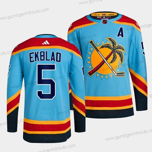 Herren Florida Panthers #5 Aaron Ekblad 2022 Rückseite Retro Strickerei Trikots – Blau