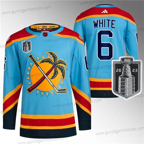 Herren Florida Panthers #6 Colin 2023 Stanley Cup Final Rückseite Retro Strickerei Trikots – Weiß Blau